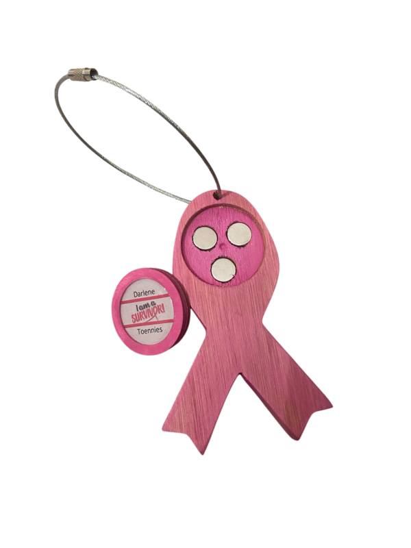 Personalized Breast Cancer Survivor Bag Tag and Ball Marker - Image 2